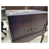 Vintage Mahogany flatware chest with stand