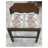 Vanity bench with tapestry upholstery