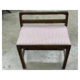Vanity bench with pink stripe fabric