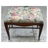Vanity bench with floral upholstery