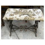 Metal base upholstered top bench