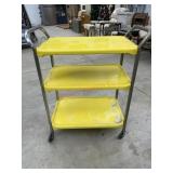 Vintage yellow and chrome metal kitchen cart