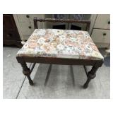 Vanity bench with rose print fabric