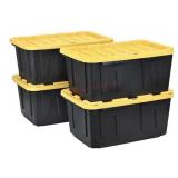 27 Gallon Heavy-Duty Black & Yellow Storage Tote,
