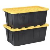 40 Gallon Heavy-Duty Black & Yellow Storage Tote,