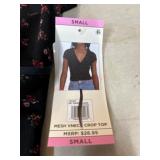 Mesh V-Neck Crop Top, Size Small