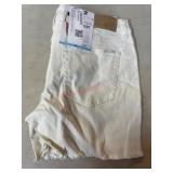 White Denim Shorts with Frayed Hem
