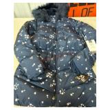 Girlsï¿½ Puffer Jacket with Floral Print, XL