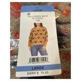 Tan Halloween Sweater With Cat Print