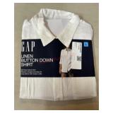 White Linen Button-Down Shirt, Size Large