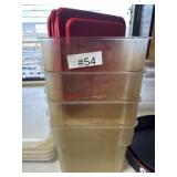 4- 6 quart storage containers with red lids