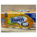 Orange Super Premium Paper Towels, 15 Mega Rolls