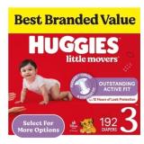 Huggies Little Movers Diapers, Size 3, 192 Ct