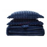 Faux Fur Comforter Set in Blue