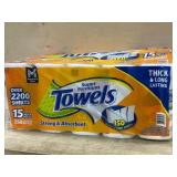 Orange Premium Paper Towels, 15 Mega Rolls