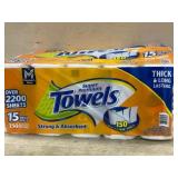 Orange Premium Paper Towels, 15 Mega Rolls