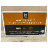 White Plastic Cutlery Packets, 200 Count