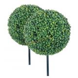 Faux 15-Inch Round Boxwood Balls, 2-Pack