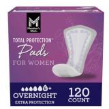 Overnight Pads for Women, 120-Count Package