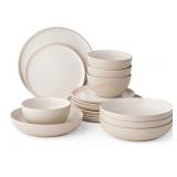 16-Piece Textured Dinnerware Set in Taupe