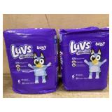 Two Packs of Luvs Bluey Diapers Size 6