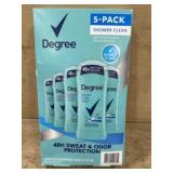 Degree Shower Clean Antiperspirant Deodorant, 5-Pa