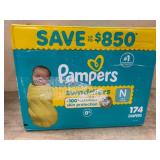 Pampers Swaddlers Newborn Diapers, 174 Count
