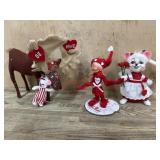 Annalee Valentine moose , mouse and elf dolls