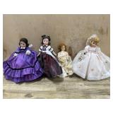 3- Madam Alexander dolls in purple and white