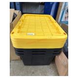 4 black and yellow totes all lids intact