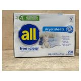 All Free Clear Dryer Sheets Box