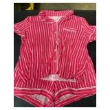 Women's Red Short Sleeve Pajama Set, Size M