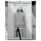 Ivory Embellished Sweater, X-Large