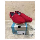 Red Canvas Toms Shoes, Women's Size 8