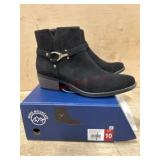 Women's Black Ankle Boots, Size 10