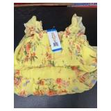 Yellow Floral Ruffle Women's Top