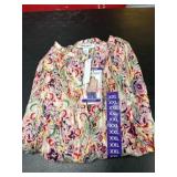Women's Multicolor Pleated Blouse, XXL