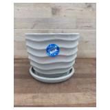 Textured Stoneware Planter with Saucer