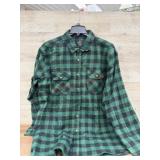 Green and Black Plaid Long-Sleeve Shirt, Size 3XL