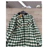 Green and White Checkered Hooded Shirt