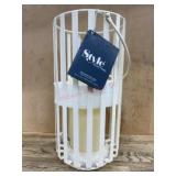 White Metal Lantern With LED Candle