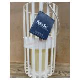 White Metal Lantern with LED Candle
