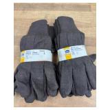 12 Pairs of Brown Jersey Work Gloves
