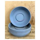 Five Blue Plastic Plant Saucers