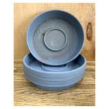 Five Blue Saucer-Like Plates