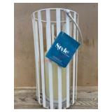 White Metal Lantern With Candle