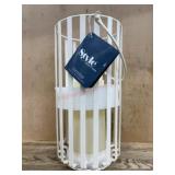 White Metal Lantern with LED Candle