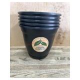 Five Black Plastic Planter Pots