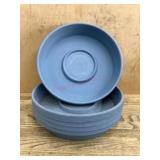 Five Blue Round Plant Saucers