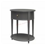 Grey Round Composite End Table With Storage